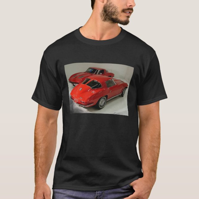 T-shirt Fenêtre à fractionnement rouge Corvette classique (Devant)