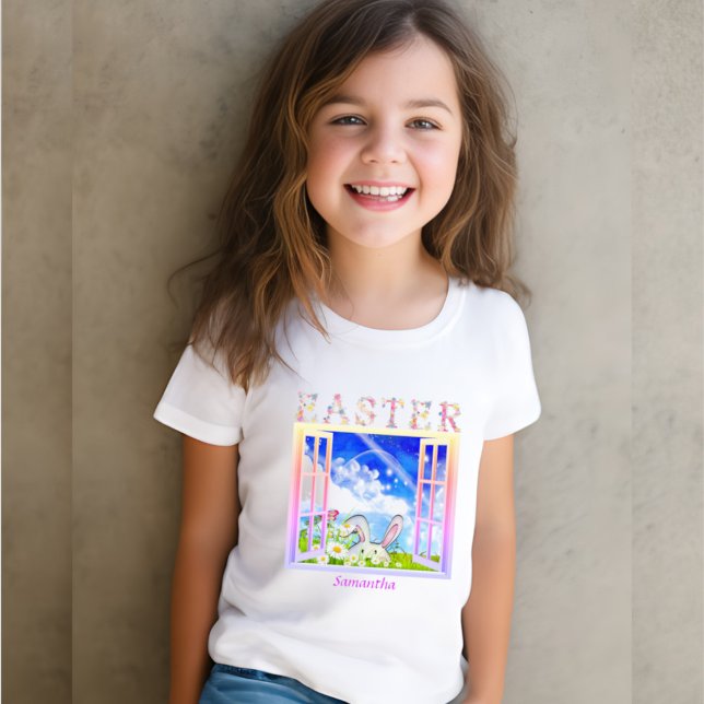 T-Shirt Fenêtre de pré de printemps de Pâques personnalisé (Créateur téléchargé)