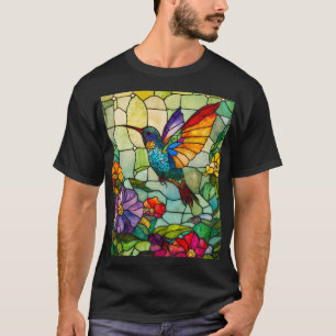 T-shirt Fenêtre de style Tiffany représentant un colibri