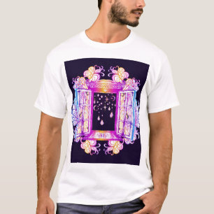 T-shirt Fenêtre vintage, ornement fleuri : coloré.