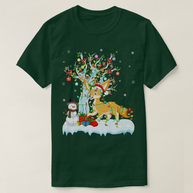 T-shirt Fennec Fo Xmas Tree Lighting Santa Hat Fennec Fo C (Design devant)