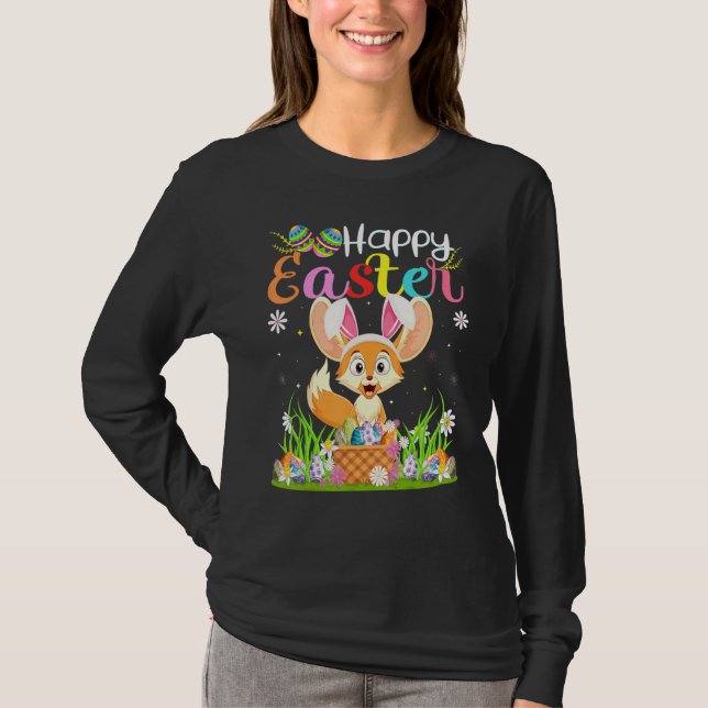 T-shirt Fennec Fox Bunny Oeuf chasse Fennec Fox Joyeux Est (Devant)