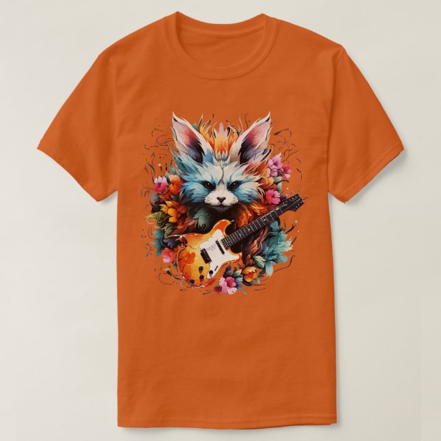 T-shirt Fennec Fox Jouer de la guitare (Design devant)