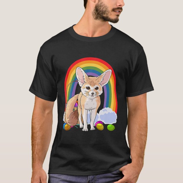 T-shirt Fennec Fox Joyeux oeufs de Pâques Bunny (Devant)