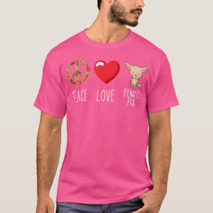 T-shirt Fennec Fox Love Peace Heart Cute Ears Fennec Fox O