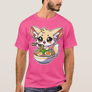 T-shirt Fennec Fox manger Ramen japonais Anime Kawaii fill