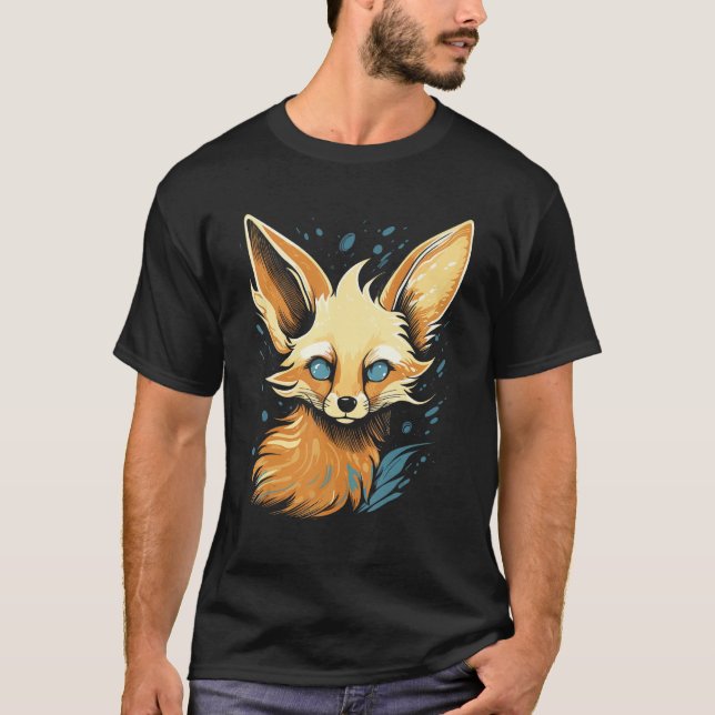 T-shirt Fennec Fox Water Paint Style mignonne Fennic Fox (Devant)