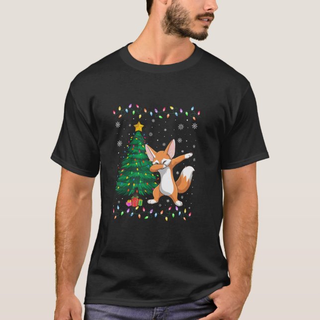 T-shirt Fennec Fox Xmas Fennec Lights Arbre de Noël moche (Devant)