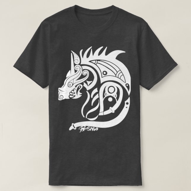T-shirt Fenrir Viking Norse Wolf White (Design devant)