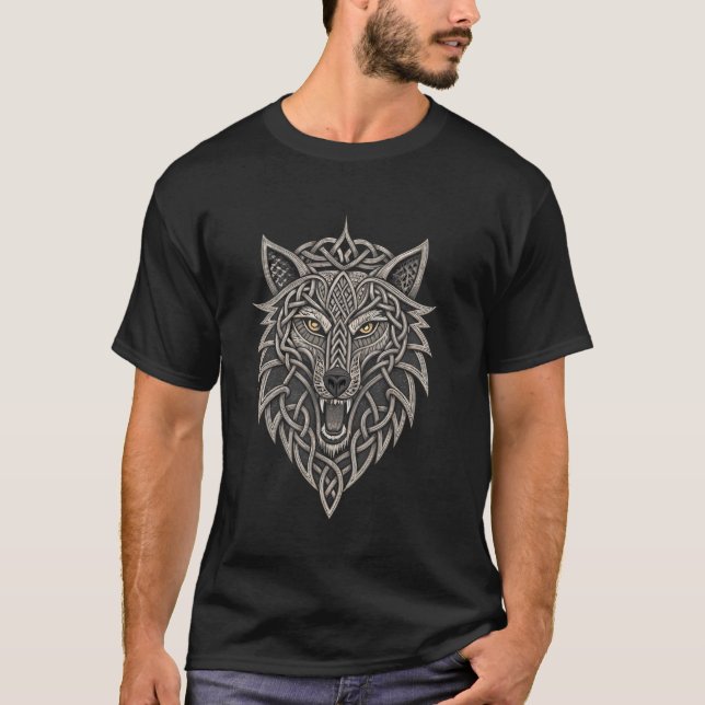 T-shirt Fenrir Wolf u2013 Norse Knotwork (Devant)