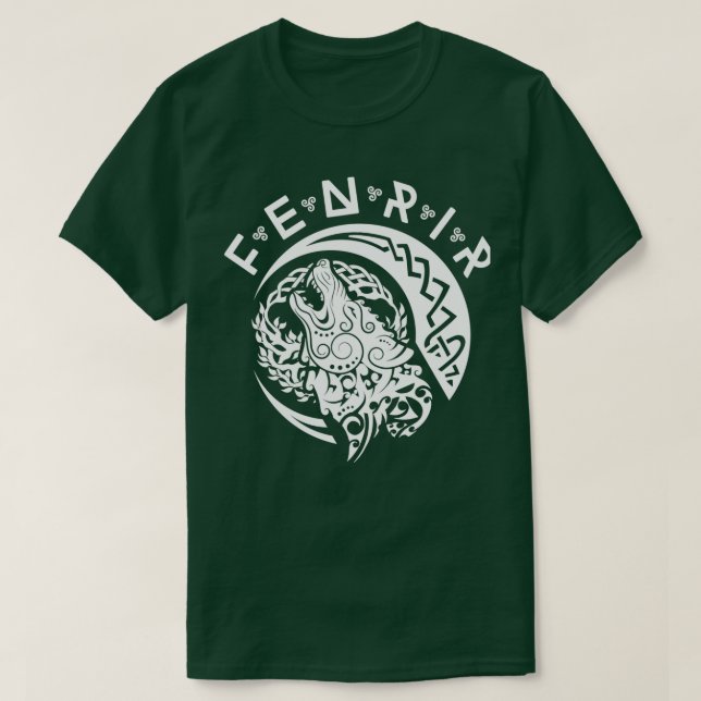 T-shirt Fenriswolf Fenrir White Wikinger Vikings (Design devant)
