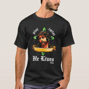 T-shirt Fente Il Vit Luca Jésus Croix Pâques