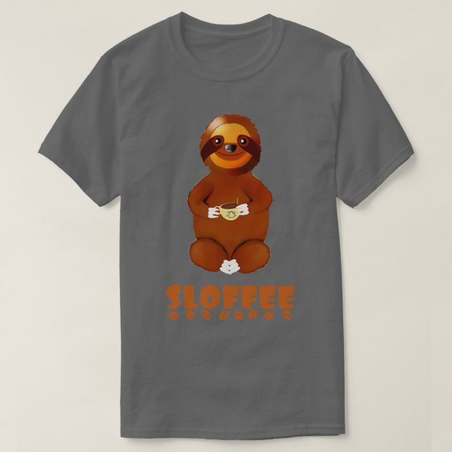 T-shirt Fente Pun Sloth Avec Café Cadeau 1 (Design devant)