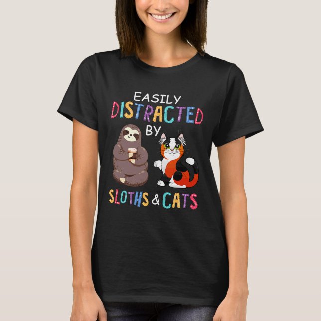 T-shirt Fentes facilement distraits Chats Nap (Devant)