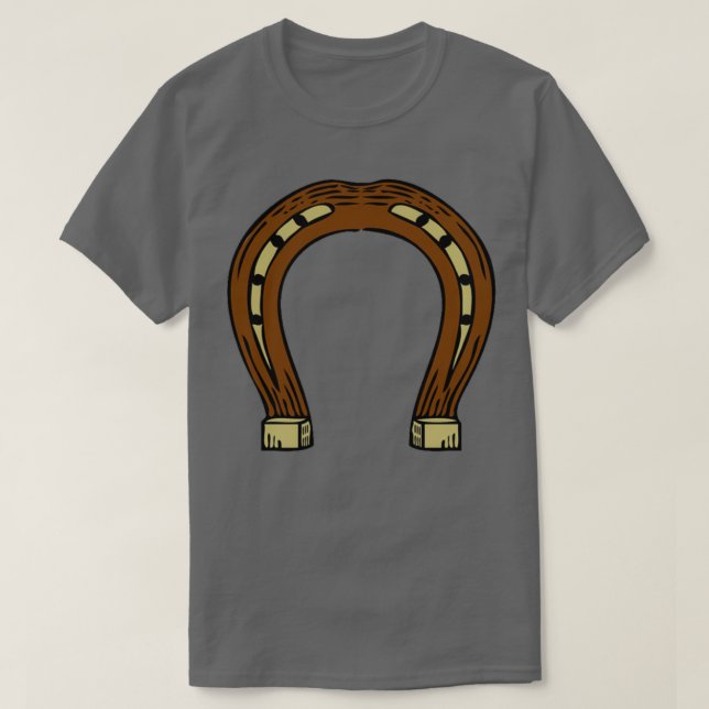 T-shirt fer à cheval brun or cheval chaussure équine forge (Design devant)