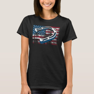 T-shirt Fer à cheval cool de lancer Drapeau USA Drôle de l