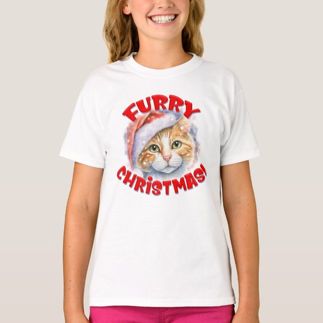 T-shirt Fer Noël Noël Père Noël Chat Dessin de chat (Devant)