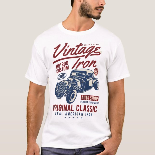 T-shirt fer Vintage, voitures (Devant)