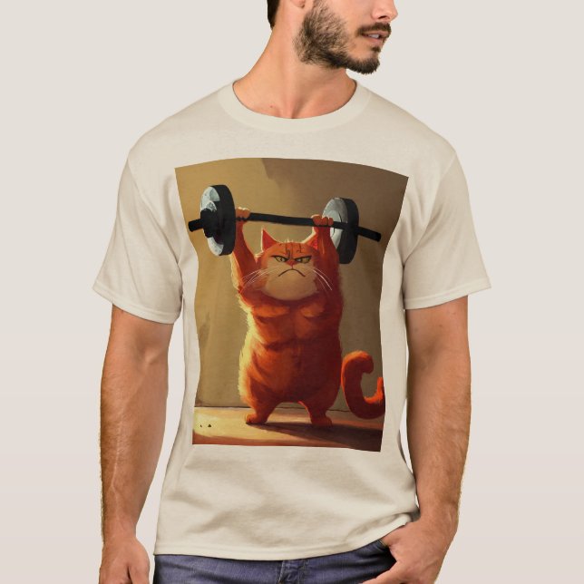 T-shirt Fer Will : Les Poids De Levage Du Chat Rouge (Devant)