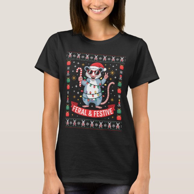 T-shirt Feral And Festive Ossum Christmas Sweater  (Devant)