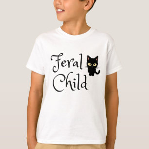 T-shirt Feral Child with Black Cat Design
