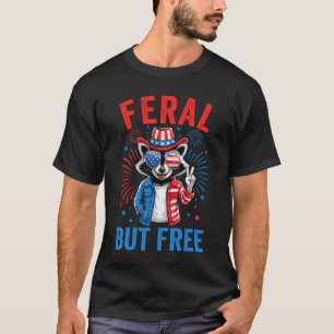 T-shirt Feral Funky Mais Free USA Raccoon 4 juillet Hommes
