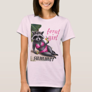 T-shirt Feral girl été Raccoon Chemise