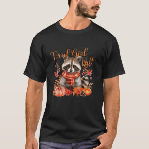 T-shirt Feral Girl Fall Raccoon Citrouille Funny Halloween