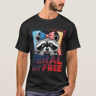 T-shirt Féral mais arc de feu d'artifice de raton laveur d