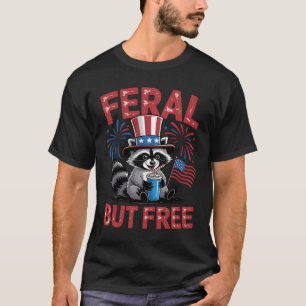 T-shirt Feral Mais Free Raccoon Conception patriotique