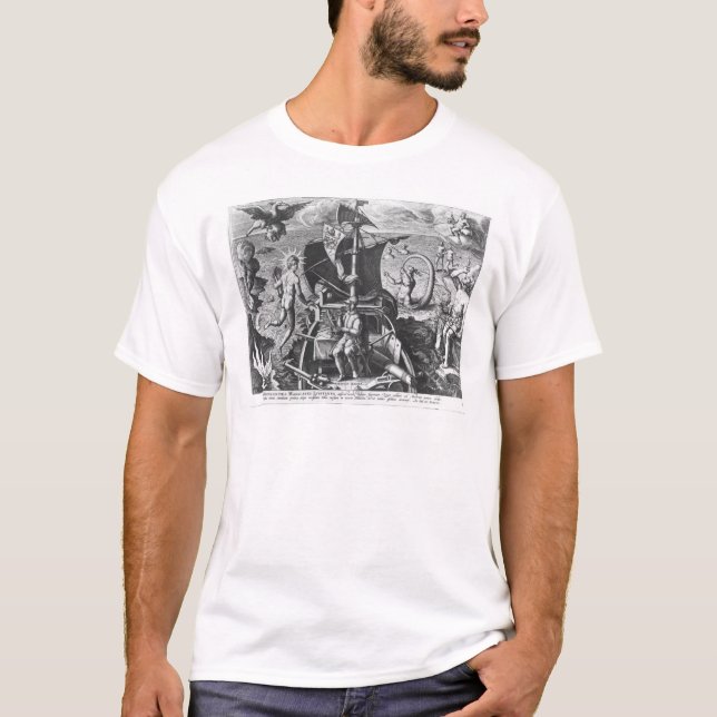 T-shirt Ferdinand Magellan à bord sa caravelle, 1522 (Devant)