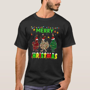 T-shirt Ferme animale à carreaux léopard de Noël d'hiver d