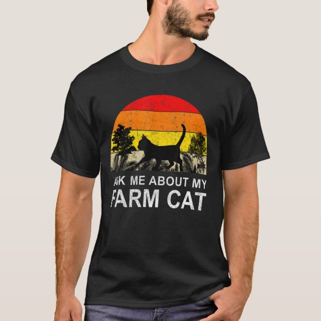 T-shirt Ferme Chat Fermier Jardin Chat Noir Propriétaire d (Devant)