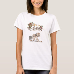 T-shirt Ferme Cheval Hiver Joyeux Noël