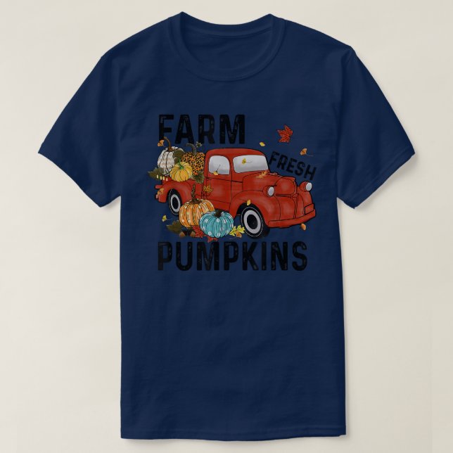 T-shirt Ferme Citrouilles frais Automne Camion Citrouille  (Design devant)