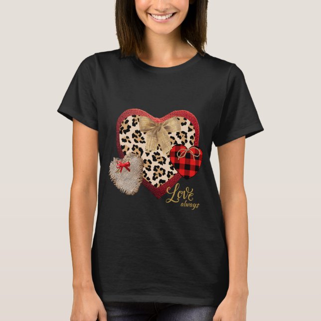T-shirt Ferme Coeurs inspirés Plaid Cheetah Burlap (Devant)