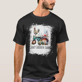 T-shirt Ferme de la Dame au Poulet Fou Poulet Blanchi pou