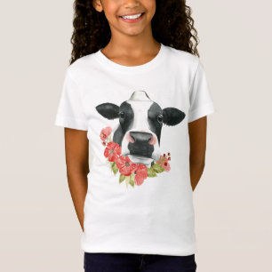 T-Shirt Ferme de pavot - vache avec des fleurs