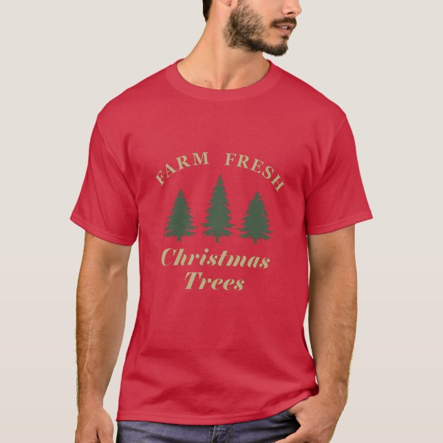 T-shirt Ferme de pins de Noël frais (Devant)