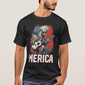 T-shirt Ferme de poulets 4 juillet Drapeau américain Rock 