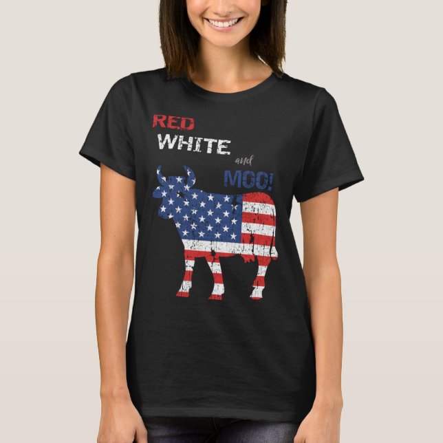 T-shirt Ferme drôle vache du 4 juillet (Devant)