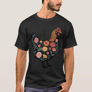 T-shirt Ferme florale Poulets Amateurs de nature Cottageco