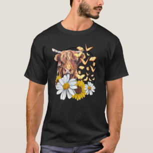 T-shirt Ferme Hippie Animal Tournesol Vache Écossaise des