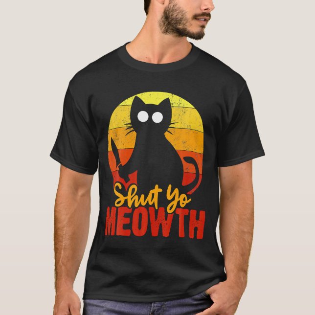 T-shirt Ferme ta Gueule de Chat d'Halloween Sanglant avec  (Devant)