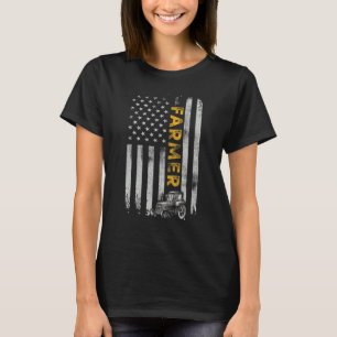 T-shirt Ferme Tracteur américain Drapeau américain Farmer 