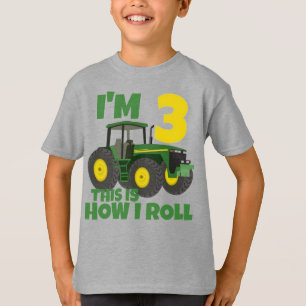 T-shirt Ferme Tracteur vert 3e fête d'anniversaire Farmer 