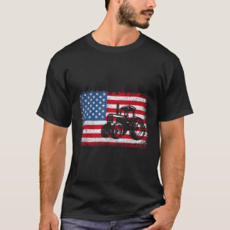 T-shirt Ferme Tracteurs Usa Drapeau Agriculture patriotiqu