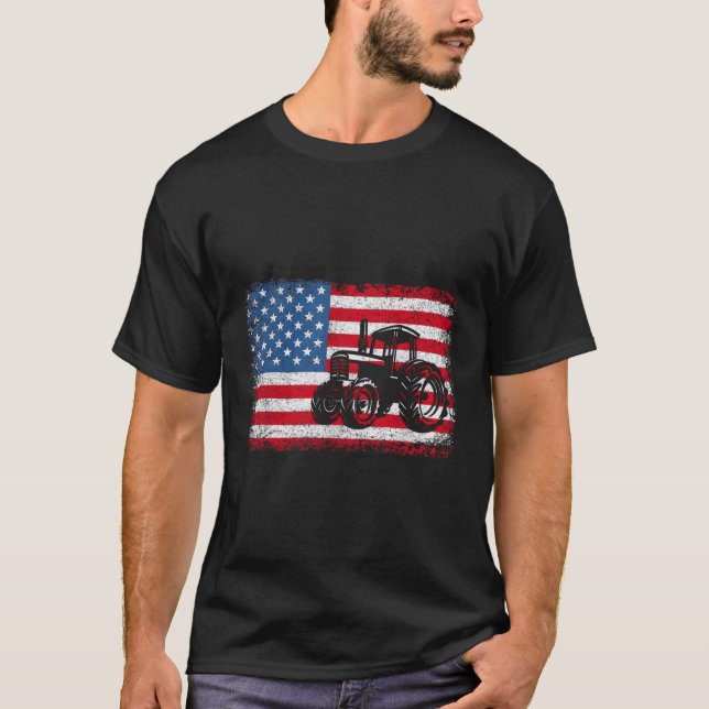 T-shirt Ferme Tracteurs Usa Drapeau Agriculture patriotiqu (Devant)