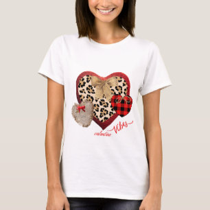 T-shirt Ferme Valentine Coeurs Plaid Cheetah Burlap