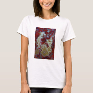 T-shirt Fermer la dalle d'agate de la mousse rouge